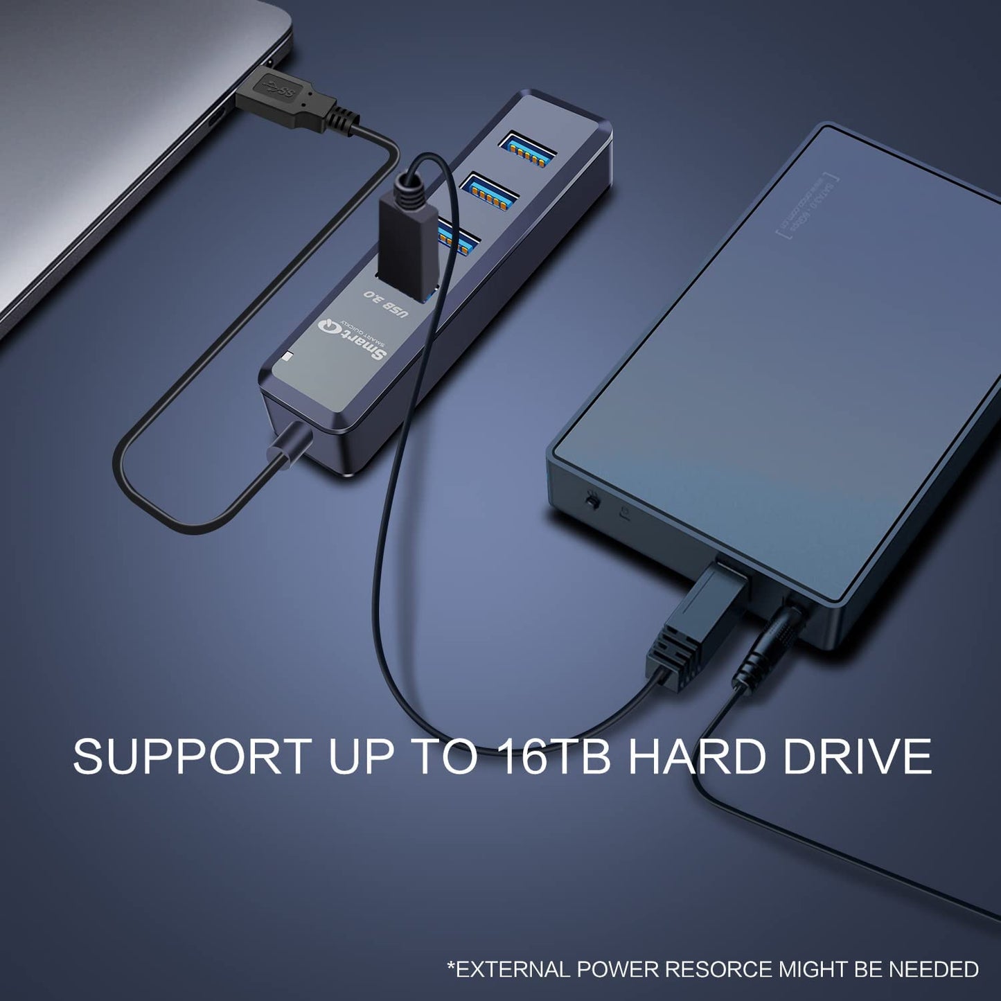 H302 4-Port USB 3.0 Hub with 1Ft Cable - Fast Data Transfer USB Splitter & Multi USB Port Expander for Laptops, PCs, Macs, Printers & Mobile HDDs