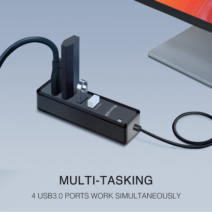 H302 4-Port USB 3.0 Hub with 1Ft Cable - Fast Data Transfer USB Splitter & Multi USB Port Expander for Laptops, PCs, Macs, Printers & Mobile HDDs