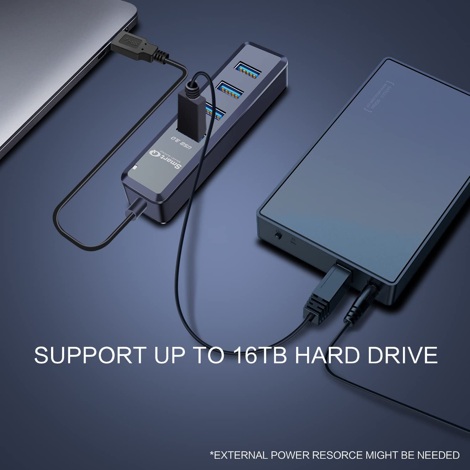 H302 4-Port USB 3.0 Hub with 1Ft Cable - Fast Data Transfer USB Splitter & Multi USB Port Expander for Laptops, PCs, Macs, Printers & Mobile HDDs